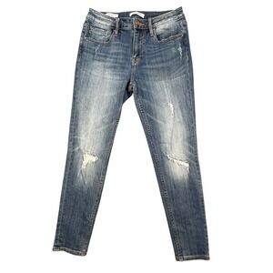 Vigoss Blue Jagger Skinny Jeans Womens 28 Distressed Medium Wash Denim